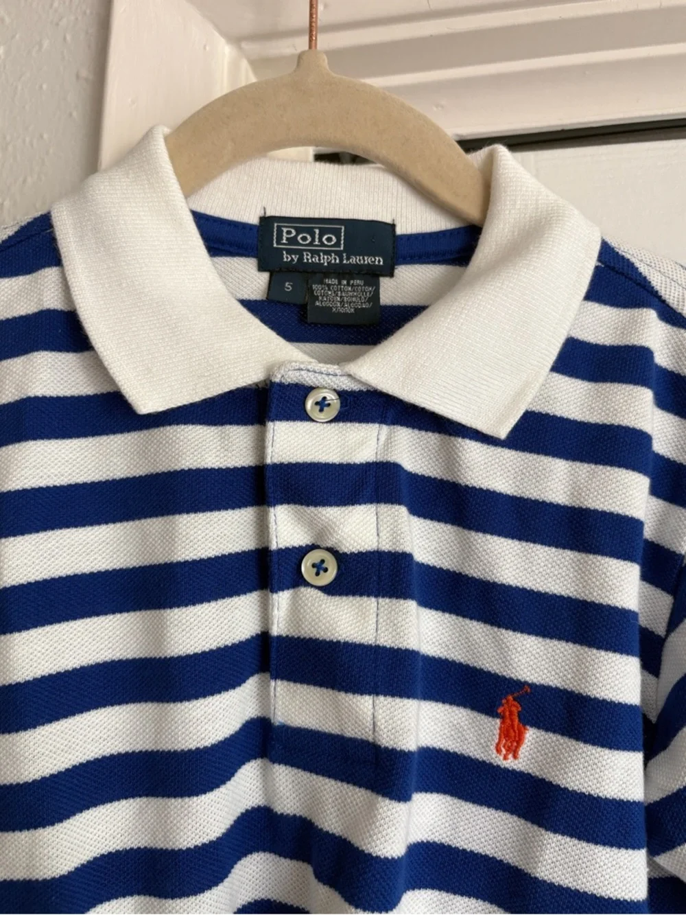 Polo by Ralph Lauren (new with flaws) Blue & White Striped Polo Shirt